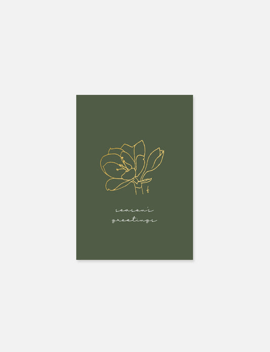 Kerstkaart (A6) met minimalistische handgetekende Amaryllis illustratie in goudfolie. De achterzijde is uiteraard goed beschrijfbaar om jouw kerstwens op te schrijven. Deze minimalistische kerstkaart maakt onderdeel uit van een kaartenset met christelijke kerstkaarten.