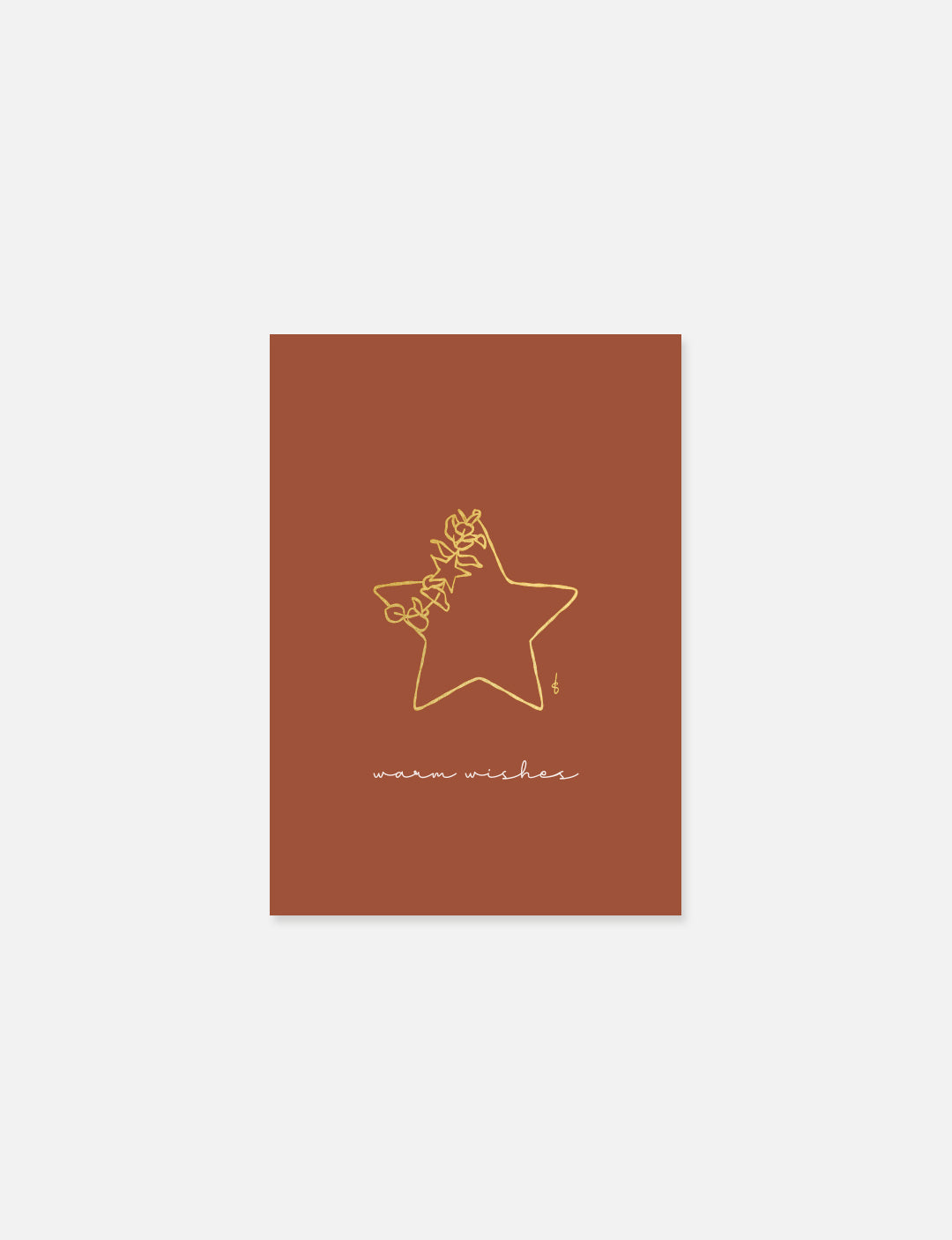 Ansichtkaart (A6) met minimalistische handgetekende ster illustratie in goudfolie op een achtergrond in warme kleurstelling. De achterzijde is uiteraard goed beschrijfbaar om jouw kerstwens op te schrijven. Bekijk deze leuke kerstkaart en nog meer christelijke kerstkaarten op onze webshop.
