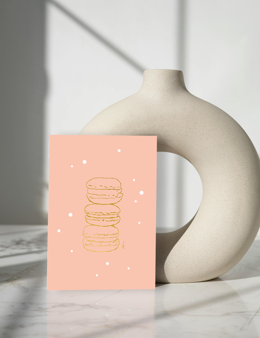 Wenskaart Macarons - goudfolie