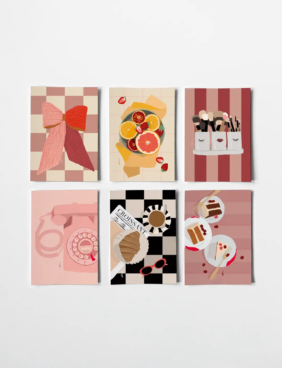 Kaartenset met vrolijke ansichtkaarten (A6). De hippe wenskaarten hebben leuke kleurrijke illustraties. Set van 6 kaarten. Leuk om als wenskaart te versturen of bij een cadeau te geven. Kaarten kopen doe je gemakkelijk in onze webshop. Hier vind je nog meer leuke ansichtkaarten.