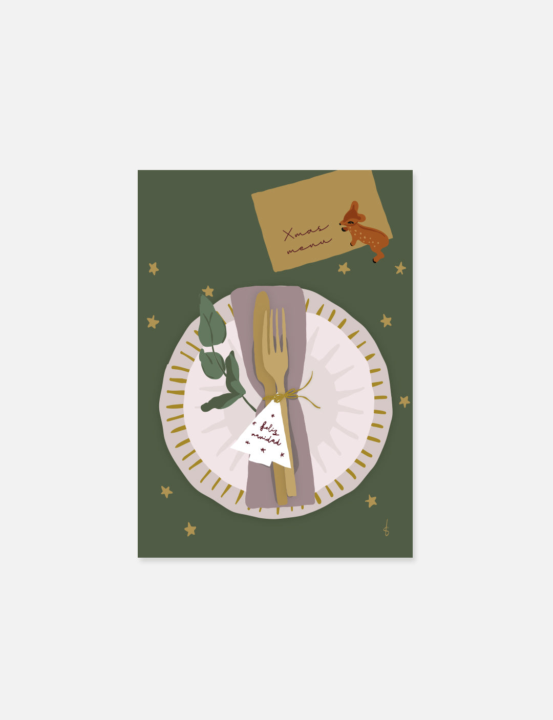 Deze leuke kerstposter met feestelijke illustratie is ook verkrijgbaar als kerstkaart