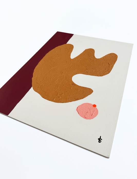 Dit handgemaakte kunstwerk Shape heeft een eikenhouten lijst en is geverfd in kleuren van LAB Paint. Past deze organische schilderijen vorm in jouw interieur? Bekijk onze unieke schilderijen en betaalbare kunst.