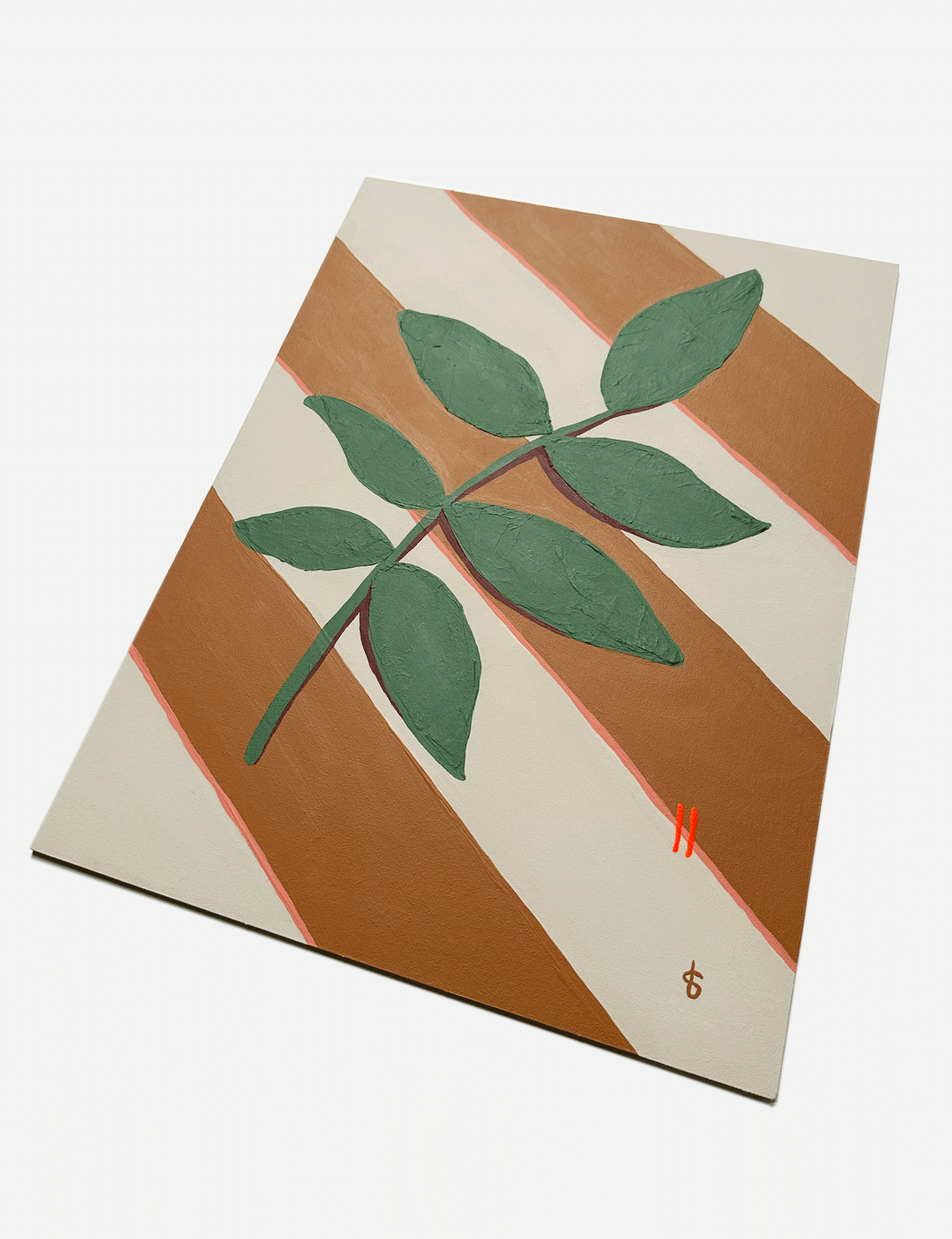 Dit handgemaakt kunstwerk Stripe, heeft prachtige kleuren met muurverf van het bekende merk LAB Paint. Je krijgt dit goedkoop schilderij inclusief donker eikenhouten lijst. Mooi als tweeluik met art Retro, ook een goedkope kunst.