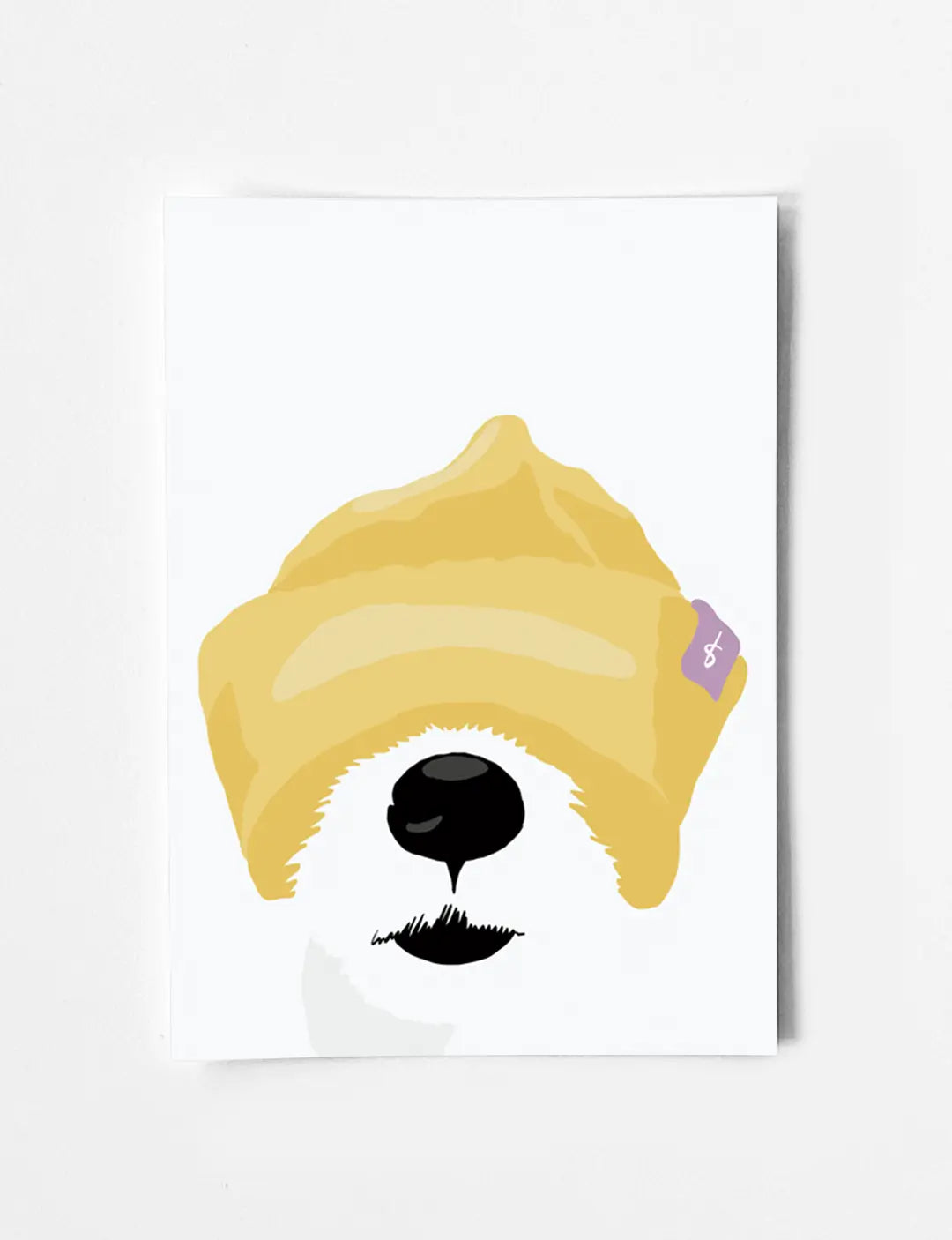 Leuke kaart met hond in een muts! Bestel een originele kaart hond, kaart met hond of hondenkaart met een vrolijke illustratie hond. Perfecte dieren kaart of ansichtkaart hond voor elke dierenliefhebber.