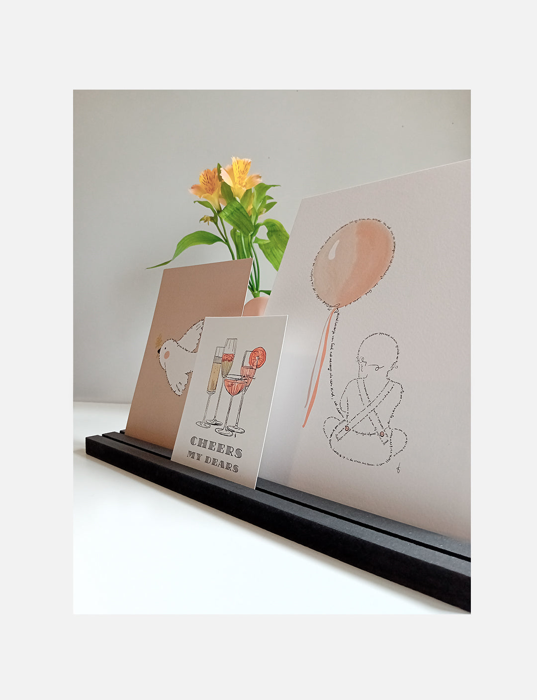 Handgetekende poster met een illustratie van een kindje in naturel tinten. Geillustreerd met Bijbelteksten. Ook verkrijgbaar voor een kraamcadeau jongetje of meisje. Tip: cadeau voor een doop.