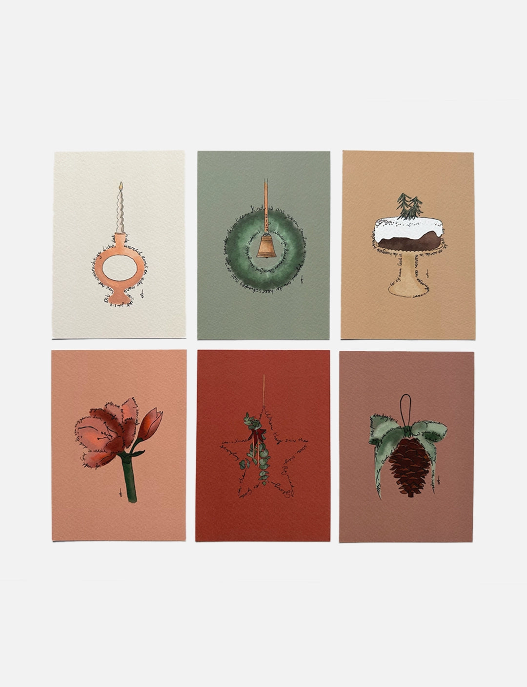Mooie kerstkaart met handgemaakte illustratie en christelijke tekst, ideaal als speciale kerstkaart met bijbeltekst.