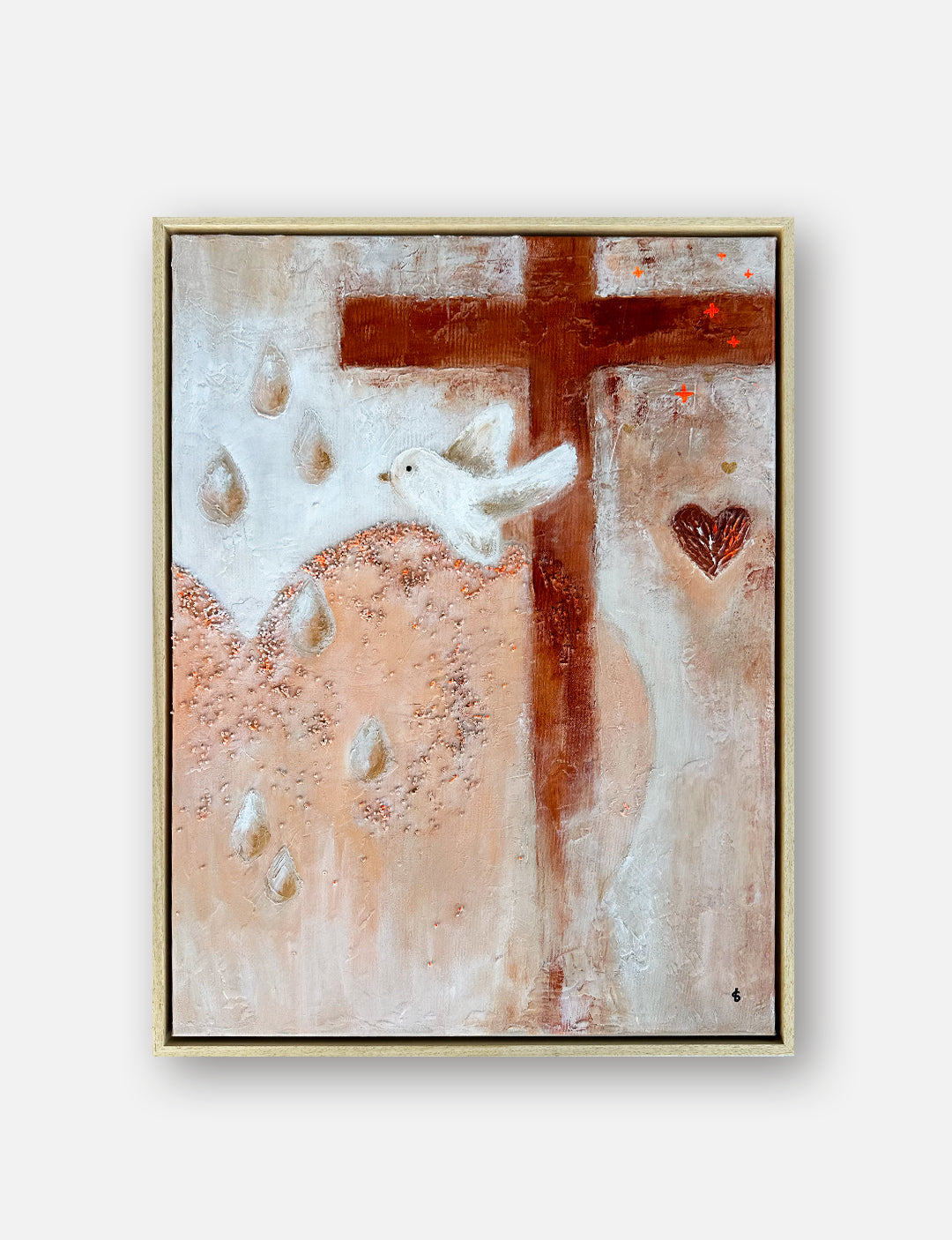 schilderij christelijk healing rain, handgemaakt kunstwerk met christelijke boodschap.