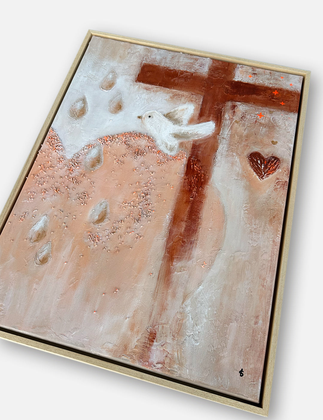 schilderij christelijk healing rain, handgemaakt kunstwerk met christelijke boodschap.