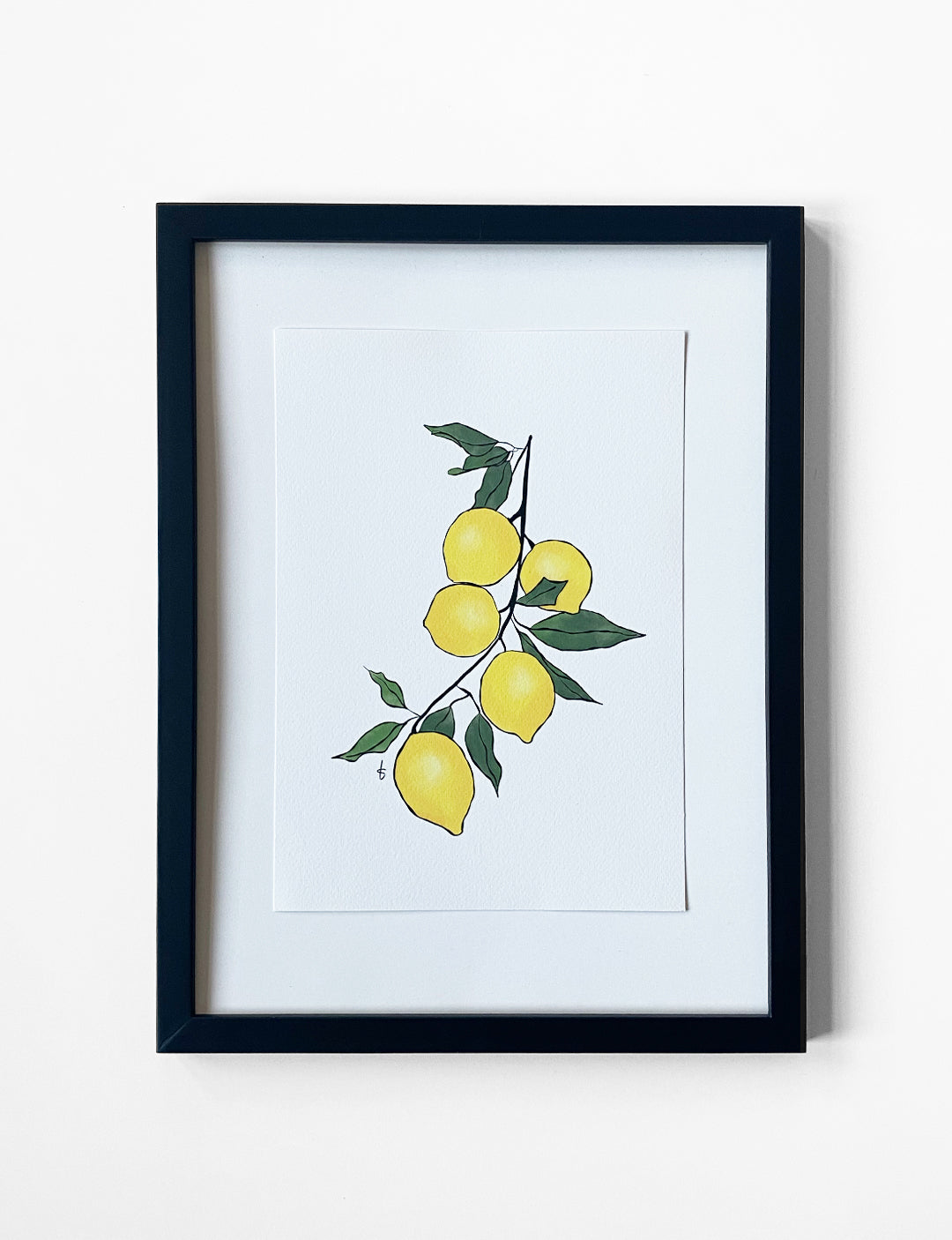 Een gezellige poster keuken met een handgetekende citroentak, geprint op mooi Tintoretto Gesso papier.