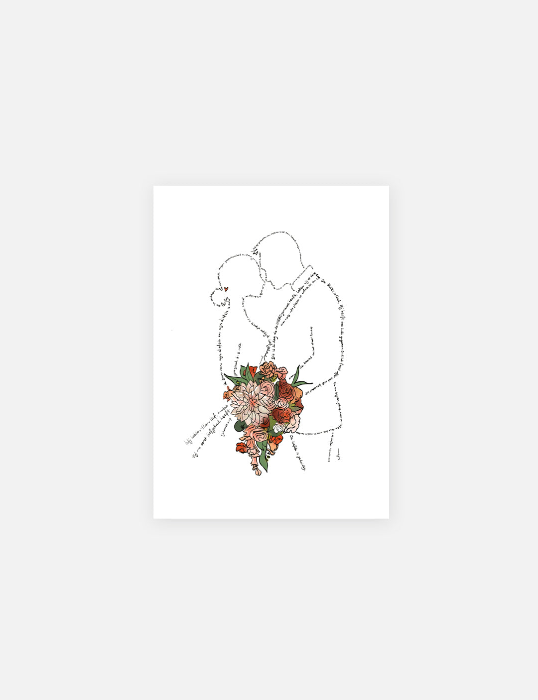 Deze serie handgetekende kaarten/mini posters op A5 formaat bestaan uit verschillende illustraties, voor verschillende gelegenheden; Verloving, Bruiloft, Geboorte, Dopen, Belijdenis, Verjaardag en/of Moederdag. In plaats van met lijnen te tekenen, is er getekend met Bijbelteksten