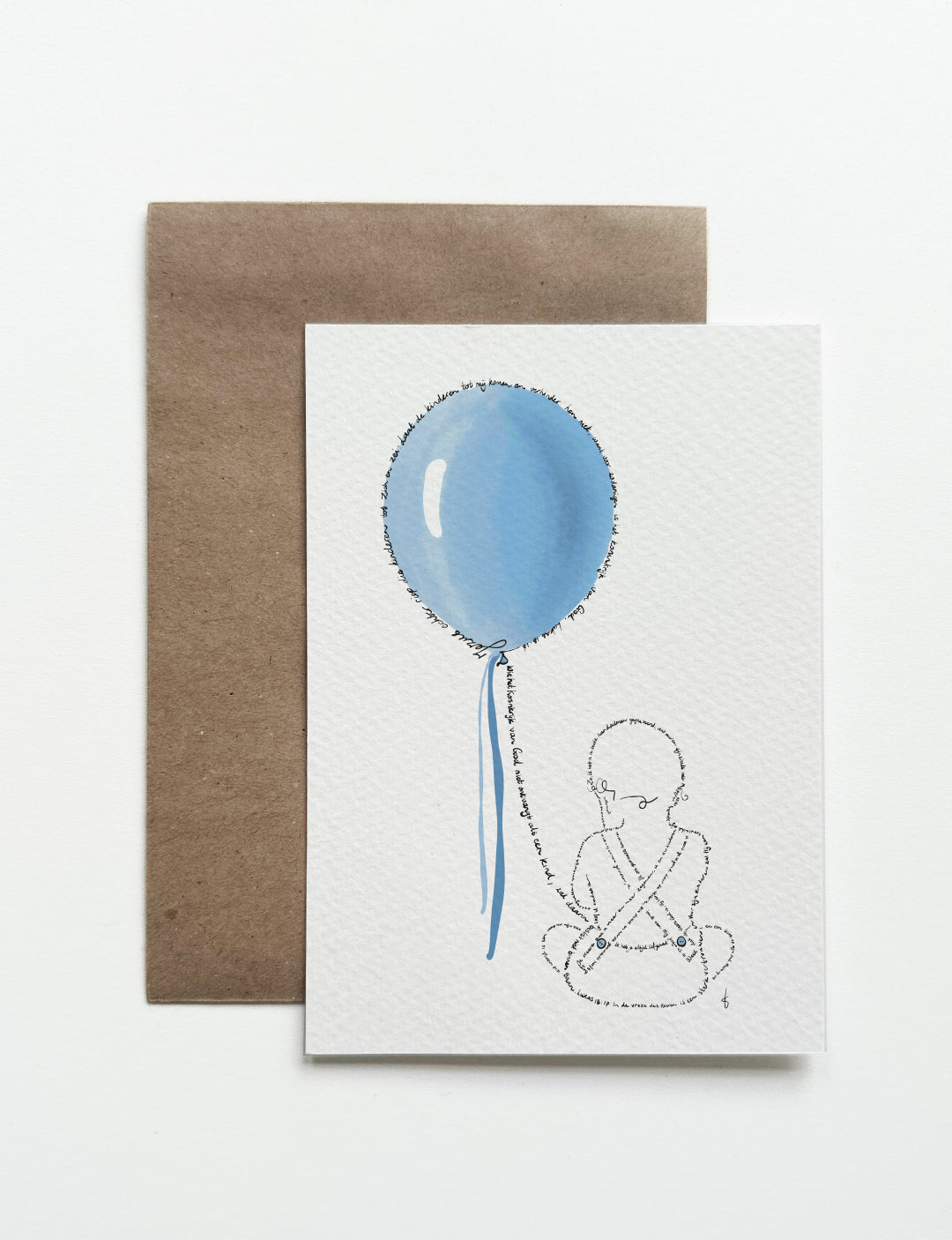 Kaart A5 Baby blauw (Bijbelteksten)