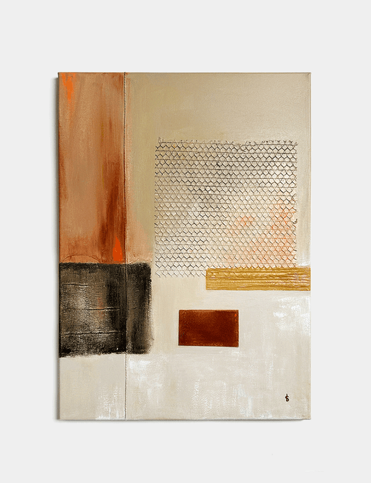 Handgemaakte betaalbare kunst met verf en hergebruik materialen. Door gebruik van aardetinten is het mooi voor kunst aan de muur. Bekijk schilderijen aardetinten.