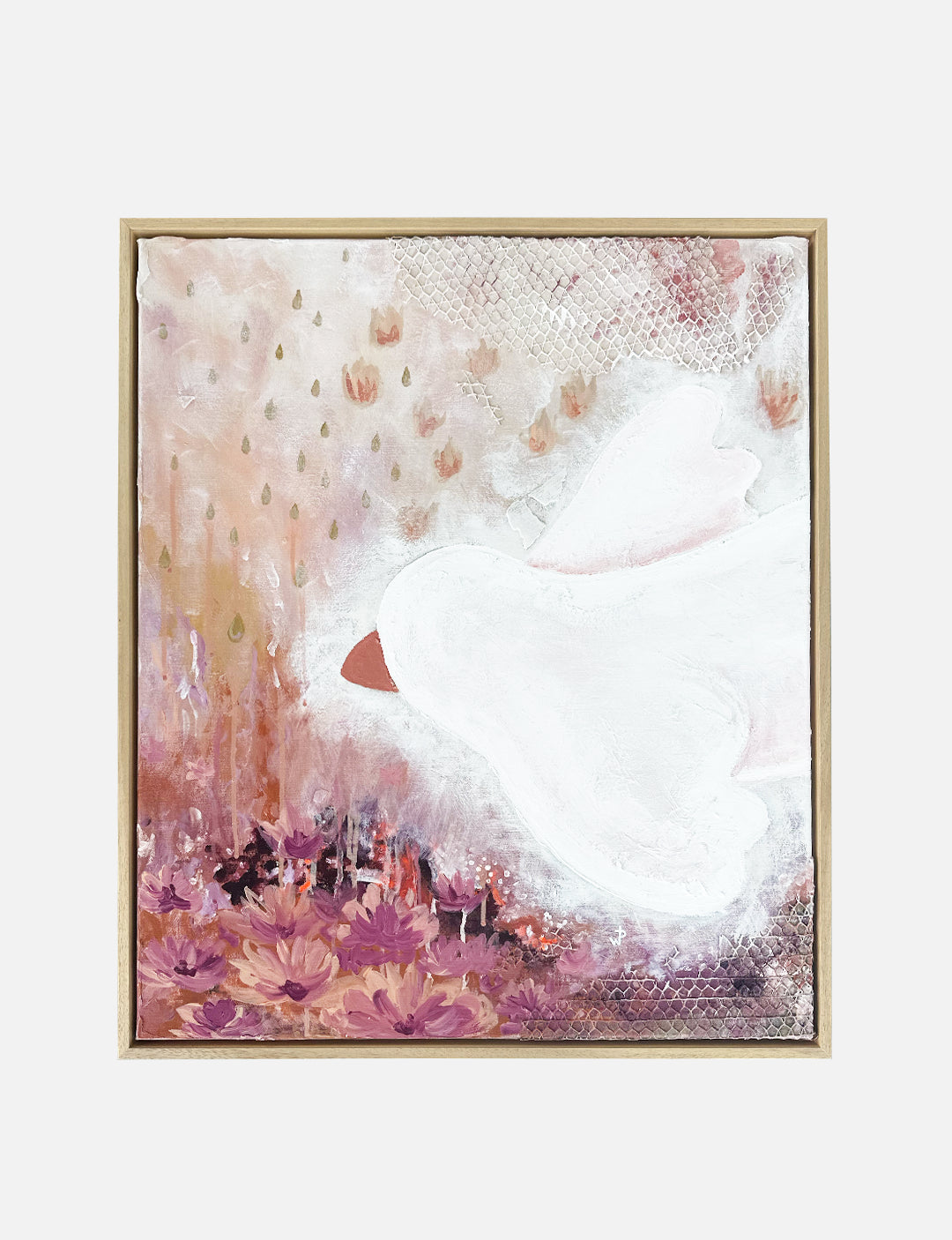 Christelijke kunst BREAKTHROUGH, modern schilderij christelijk en christelijke schilderskunst met krachtige kleuren en vredesduif.