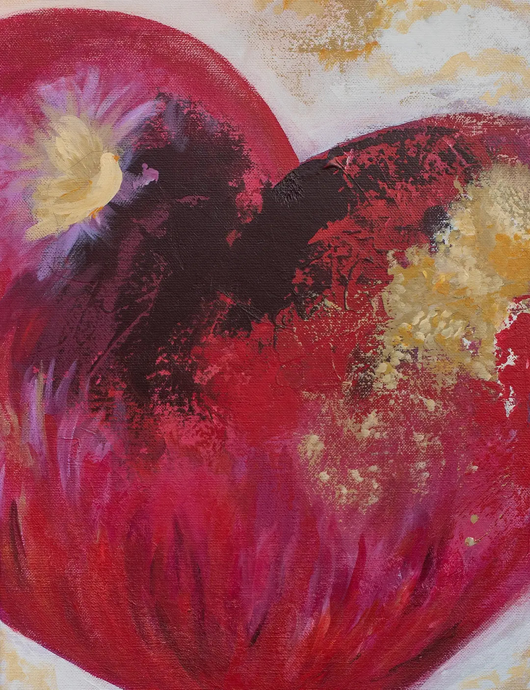 Detail van My Love Burns For You, schilderij christelijk met symbolische elementen, onderdeel van christelijke kunstwerken en profetische schilderijen