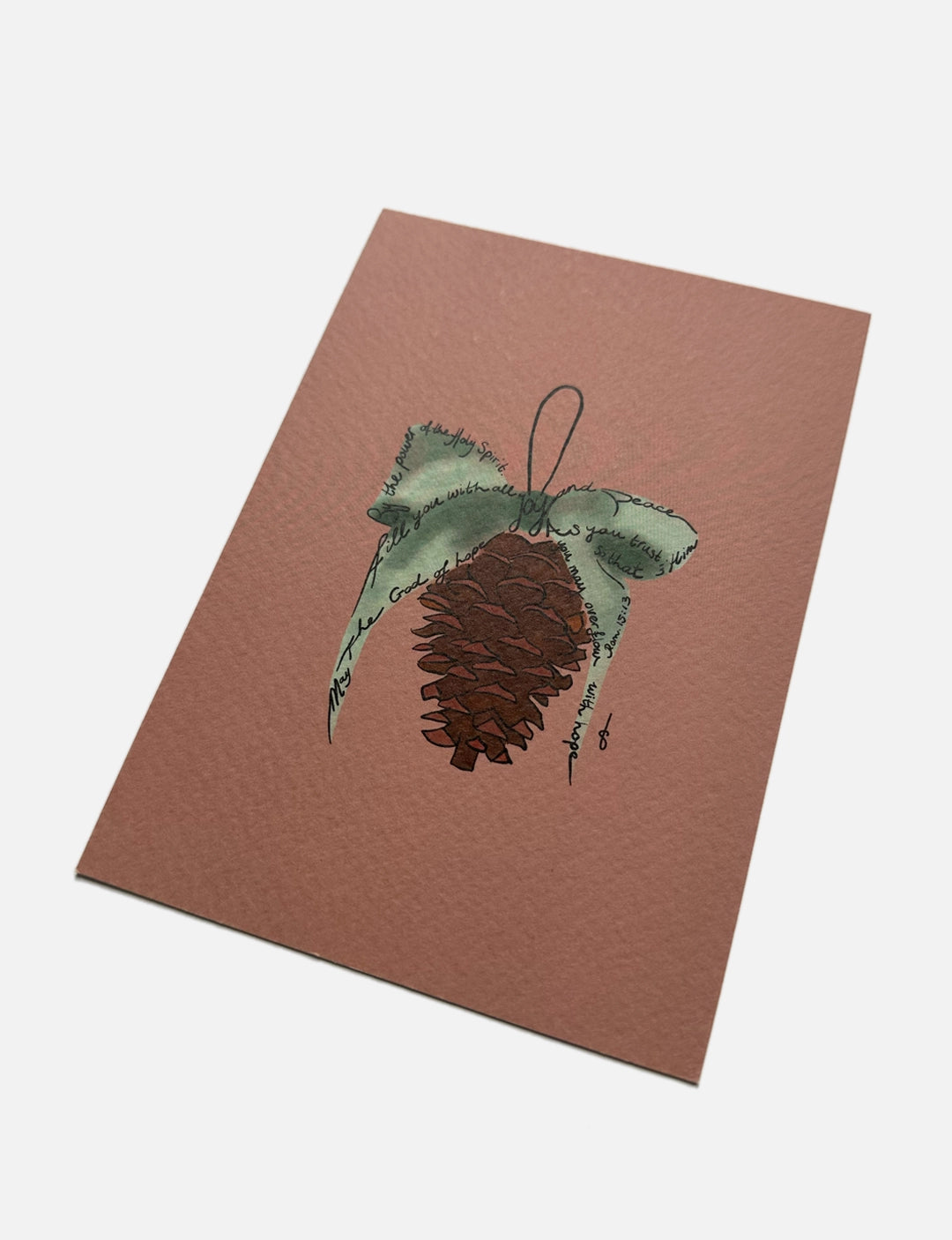 Elegante christelijke kerstkaart met Romeinen 15:13, geprint op luxe Tintoretto Gesso papier, inclusief metallic gouden envelop – tekst kerstkaart christelijk, kerst bijbelteksten.