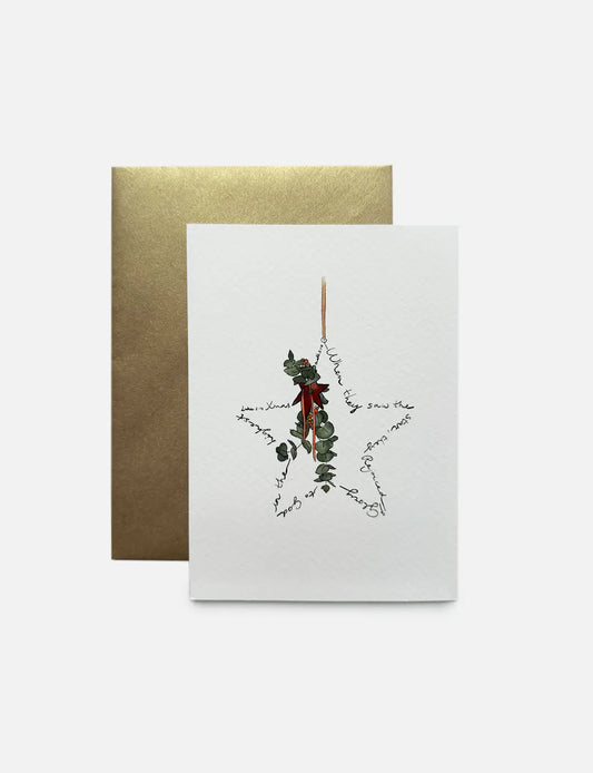 Ontdek deze bijzondere kerstkaart met kerstster en bijbeltekst: When they saw the star, they rejoiced. Perfecte keuze voor wie houdt van mooie, christelijke kerstkaarten met betekenis.