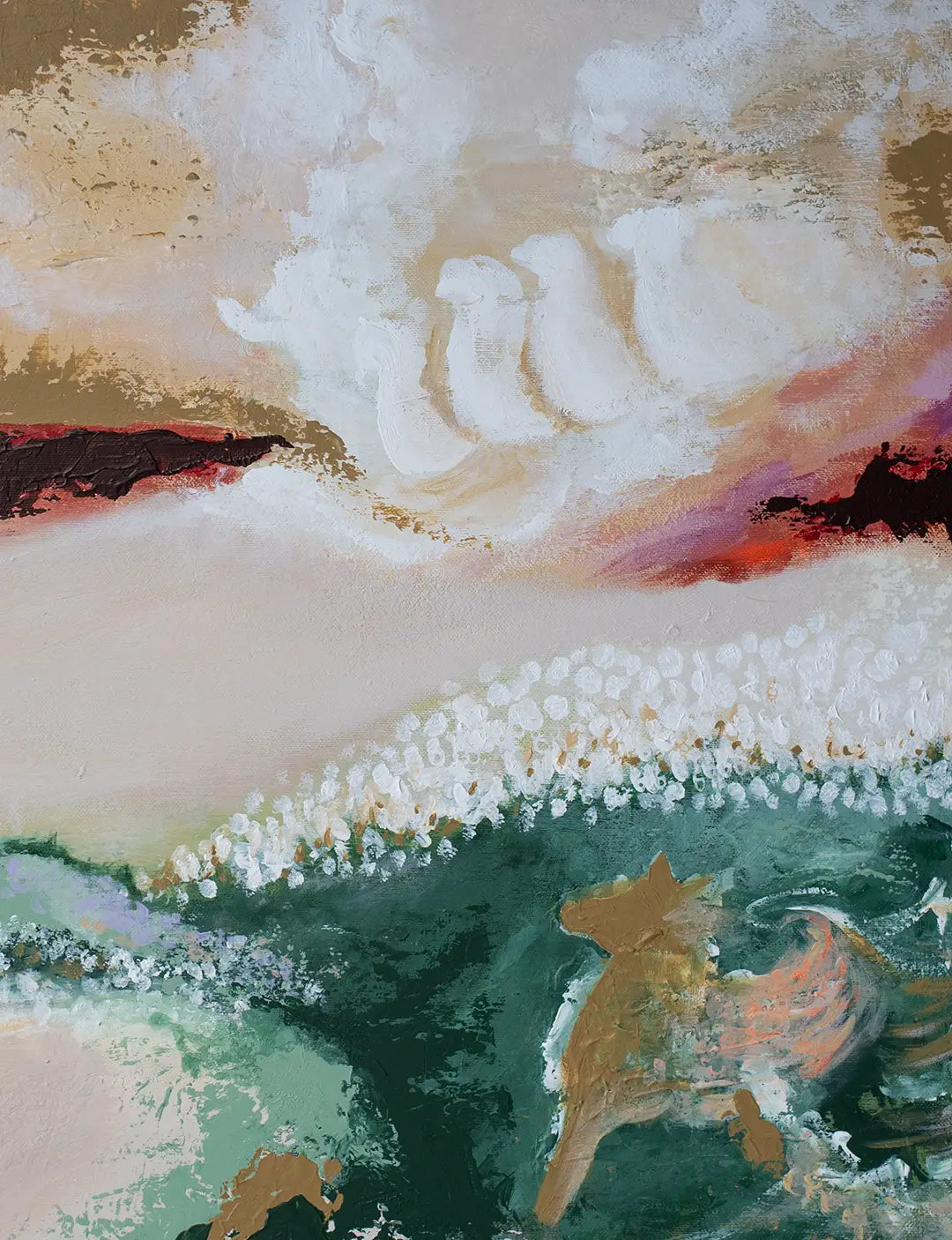 Detail van Revelation, christelijk schilderij met symbolische elementen, onderdeel van christelijke kunstwerken en profetische schilderijen