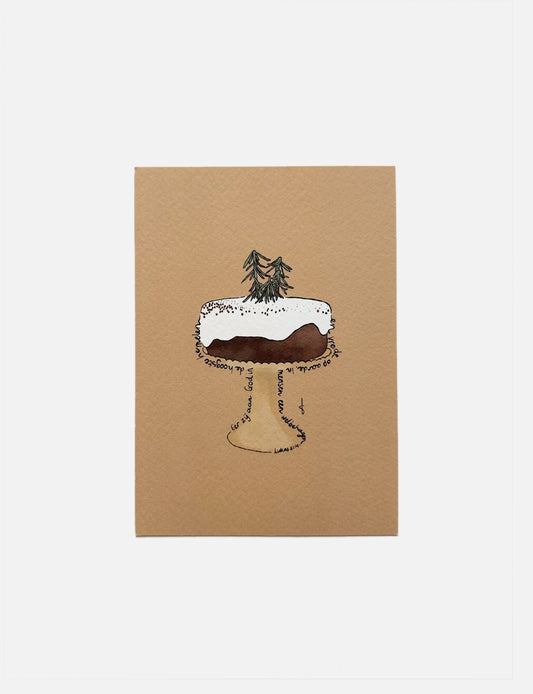 Maak indruk met deze speciale kerstkaart. Een handgemaakte chocoladetaart, christelijke tekst kerstkaart en stijlvolle gouden envelop voor kerst en nieuwjaar.