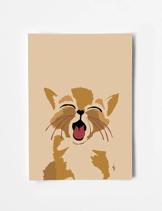 Lieve dierenkaart met illustratie van een kitten, poes, kat. Ontdek onze schattige dierenkaarten en ansichtkaarten dieren – perfect als vrolijke dieren kaart voor elke kattenfan.