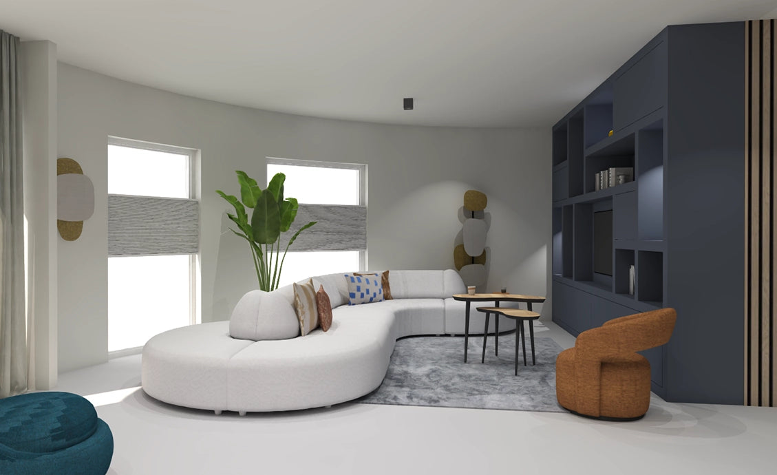 Professioneel interieuradvies woonkamer nodig? Ontvang een compleet interieurontwerp met indeling, kleuradvies en maatwerk oplossingen zoals een kastenwand op maat. 