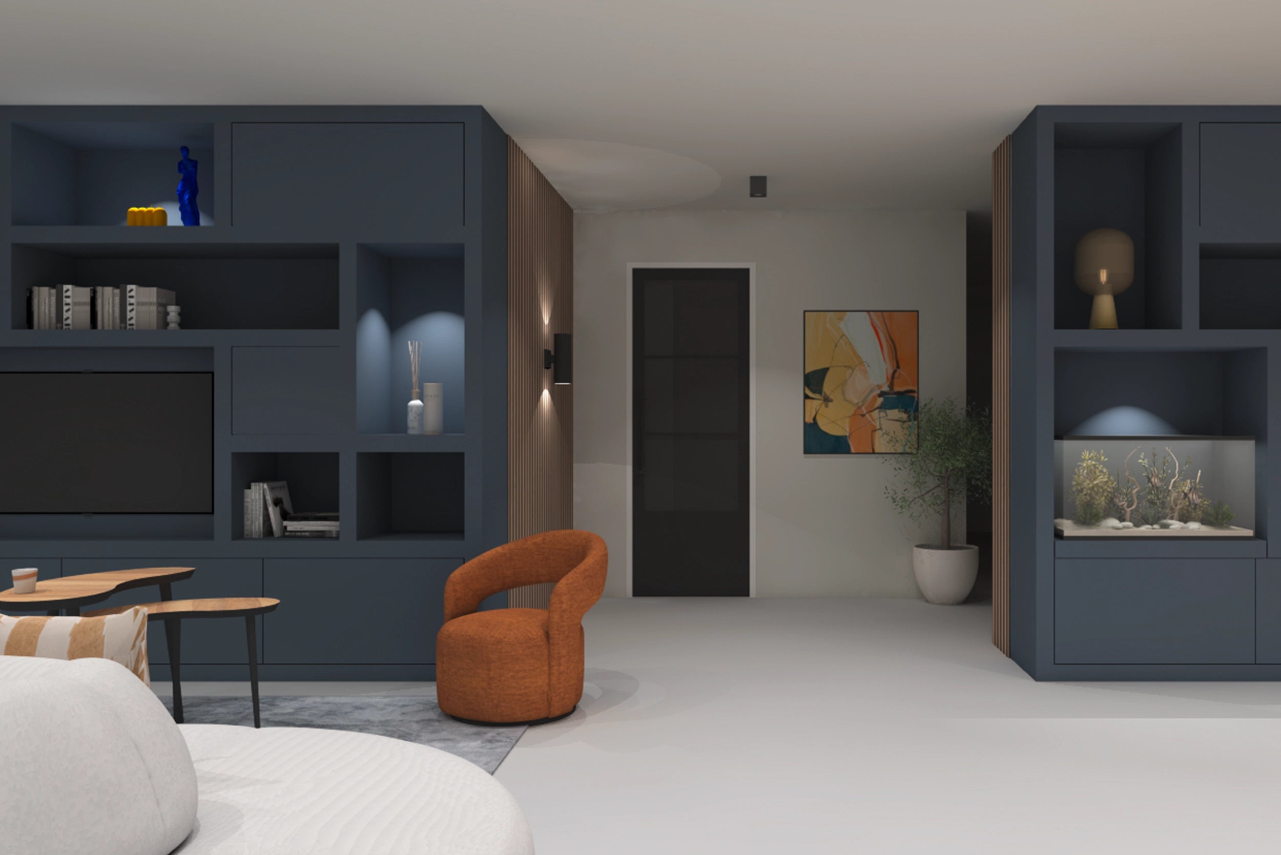 Laat een interieurplan laten maken inclusief maatwerk kastenwand, interieur en kleuradvies en interieurstylist inhuren voor optimaal resultaat.