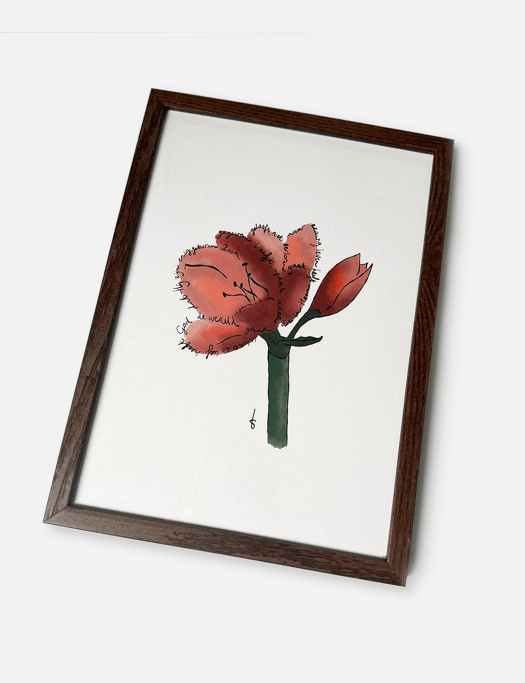 Prachtige kerst poster A4 met handgetekende illustratie en christelijke bijbeltekst – sfeervol en inspirerend voor in huis.