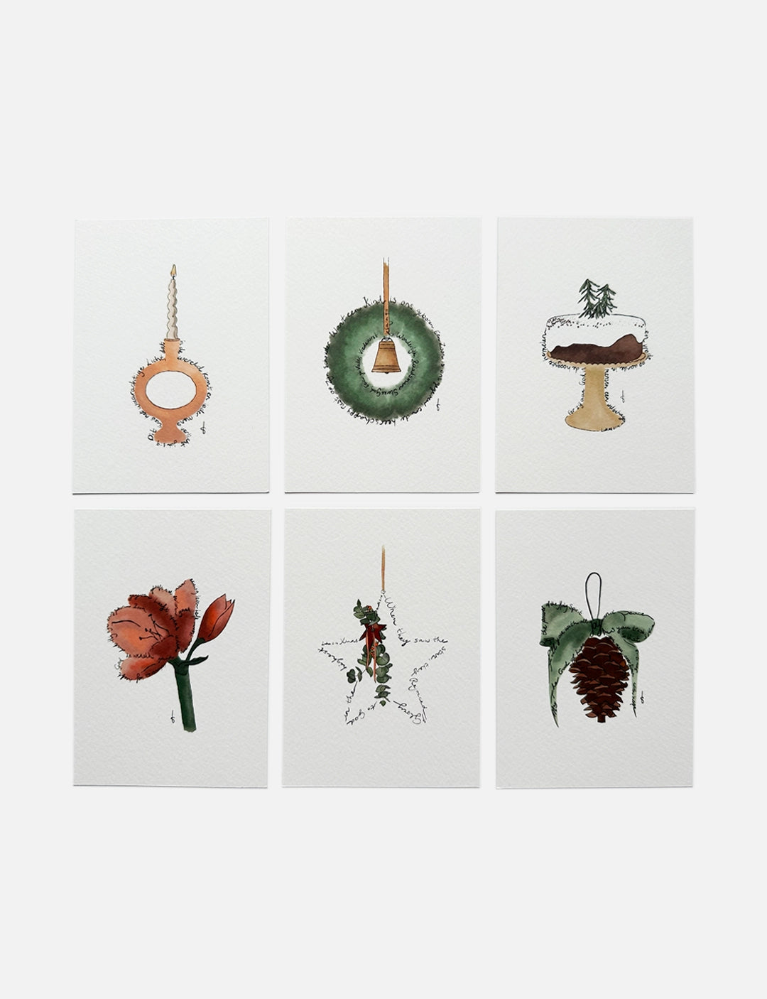 Mooie kerstkaart met handgemaakte bloemillustratie en christelijke tekst kerstkaart, vol kleur en betekenis.