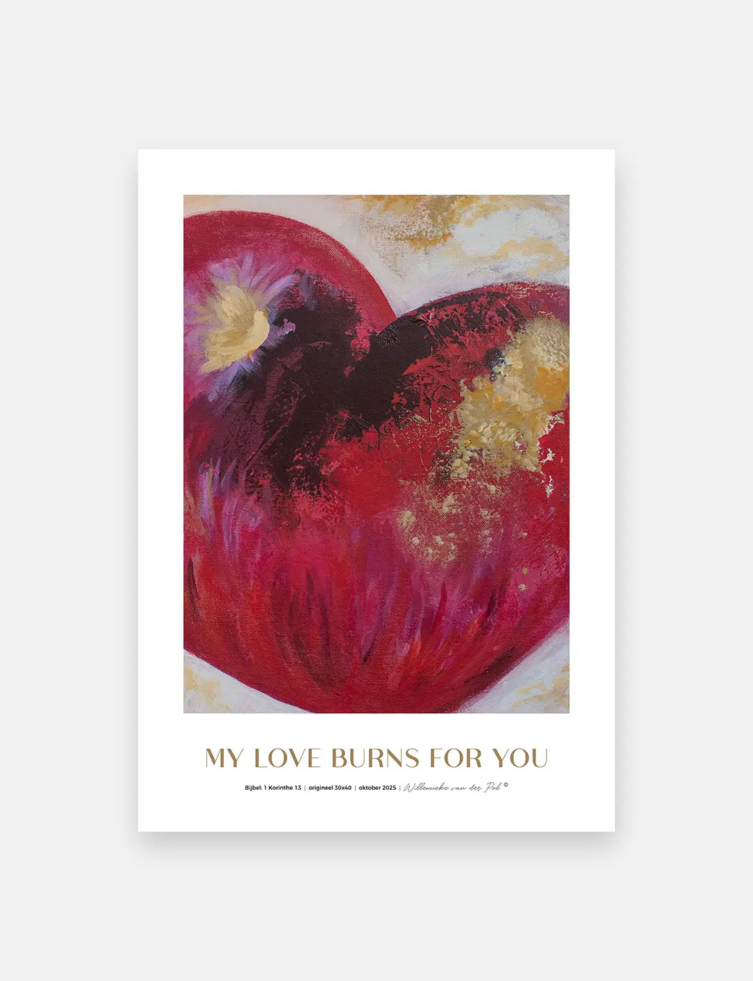 Poster christelijk met artwork My Love Burns For You, luxe print van christelijke kunst