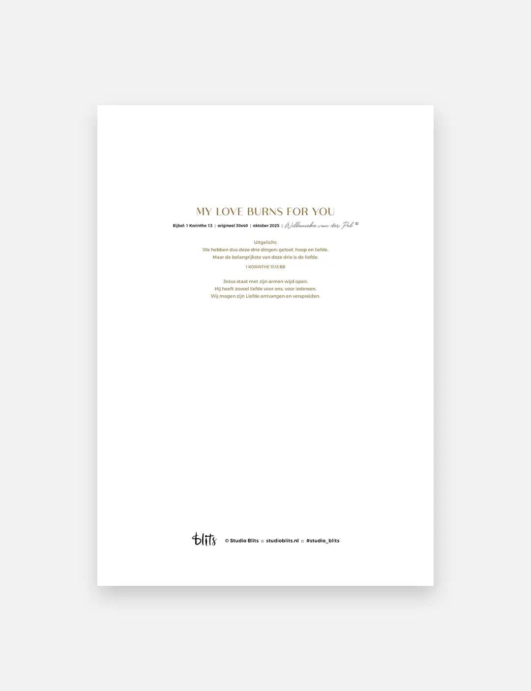 Christelijke posters groot met artwork My Love Burns For You, warme christelijke kunst aan de muur