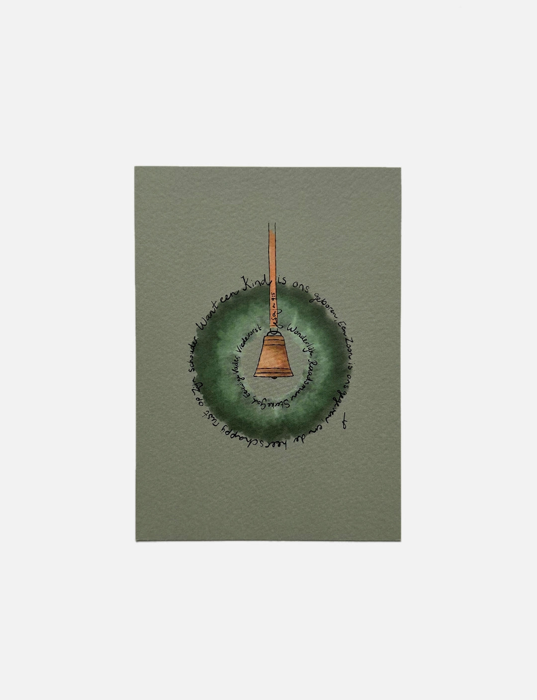Unieke speciale kerstkaart met handgetekende krans en bijbeltekst kerst. Perfect voor wie houdt van mooie kerstkaarten met diepgang.