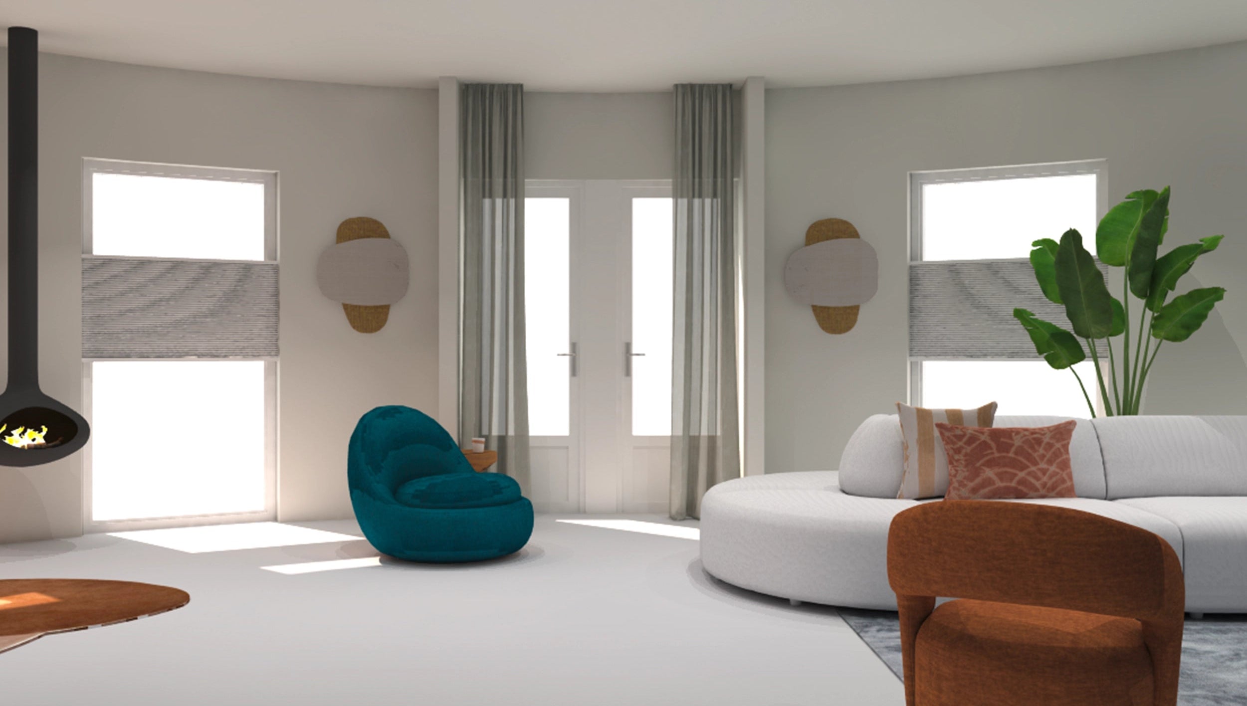 Een stijlvolle woonkamer met maatwerk kastenwand, interieurstylist, interieur en kleuradvies en compleet interieurplan laten maken.