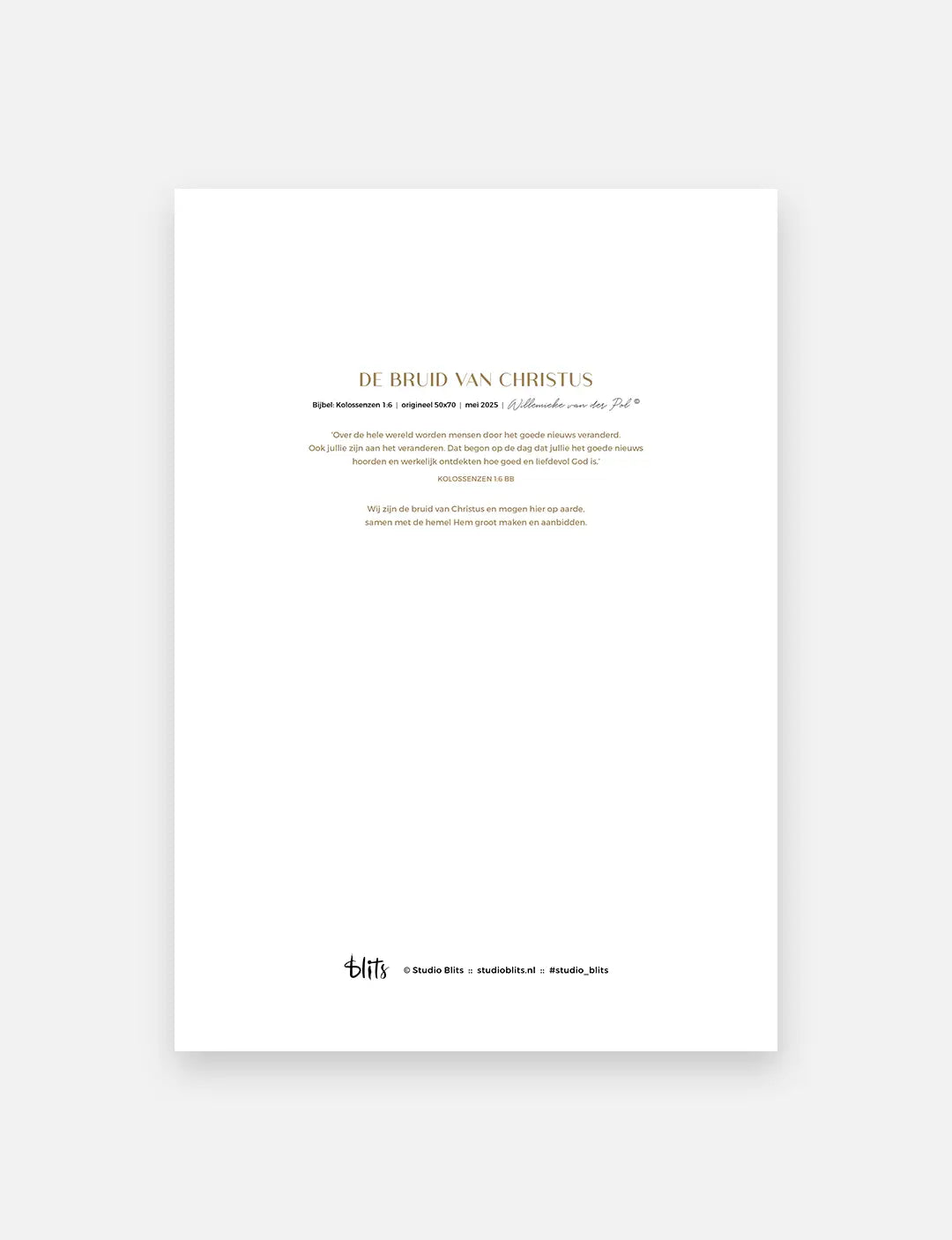 Poster christelijk met artwork De Bruid van Christus, luxe print van christelijke kunst