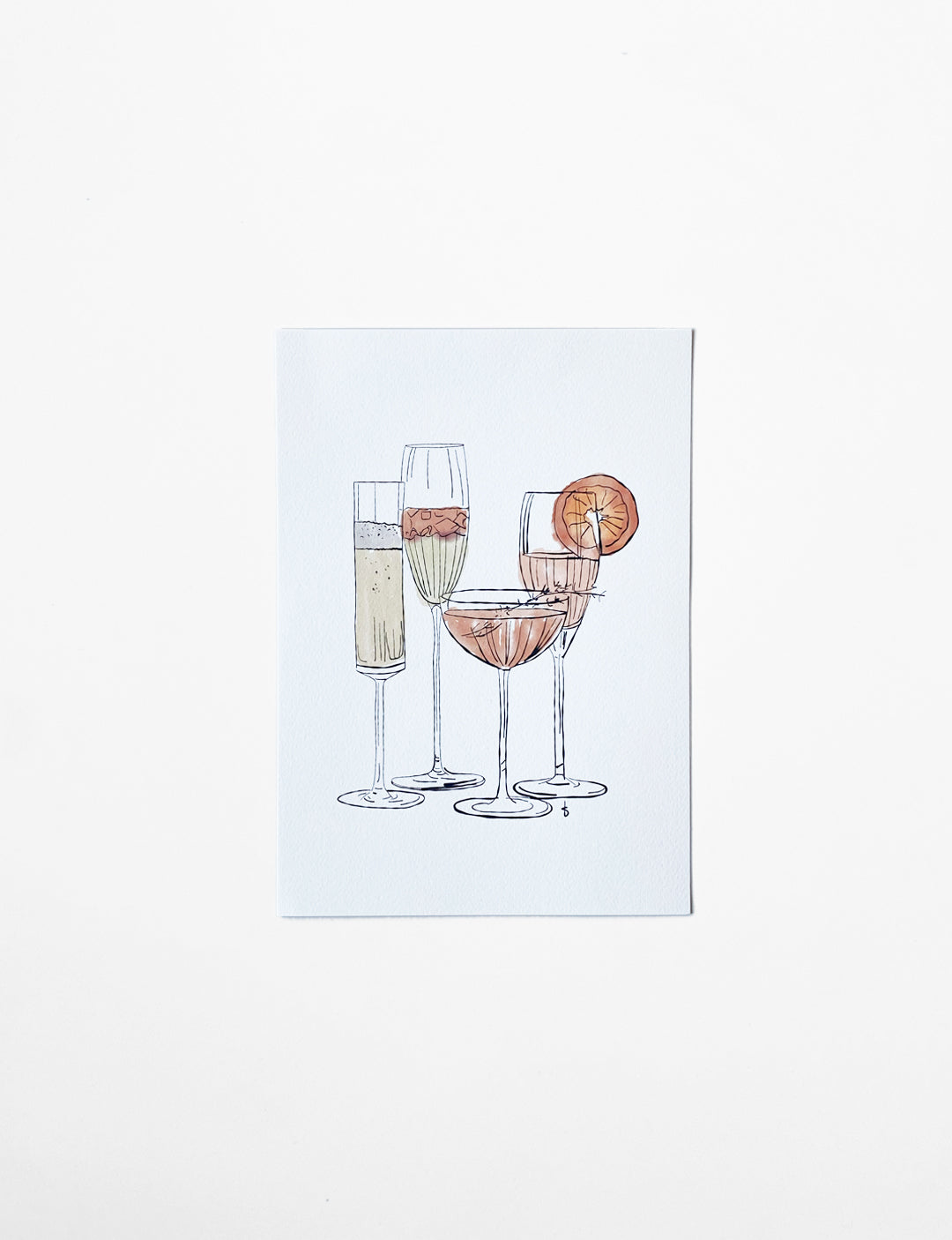 Cheers! Een sprankelende handgetekende illustratie met cocktailglazen spat van de poster af. Wie wil er niet zo'n feestelijke poster keuken?