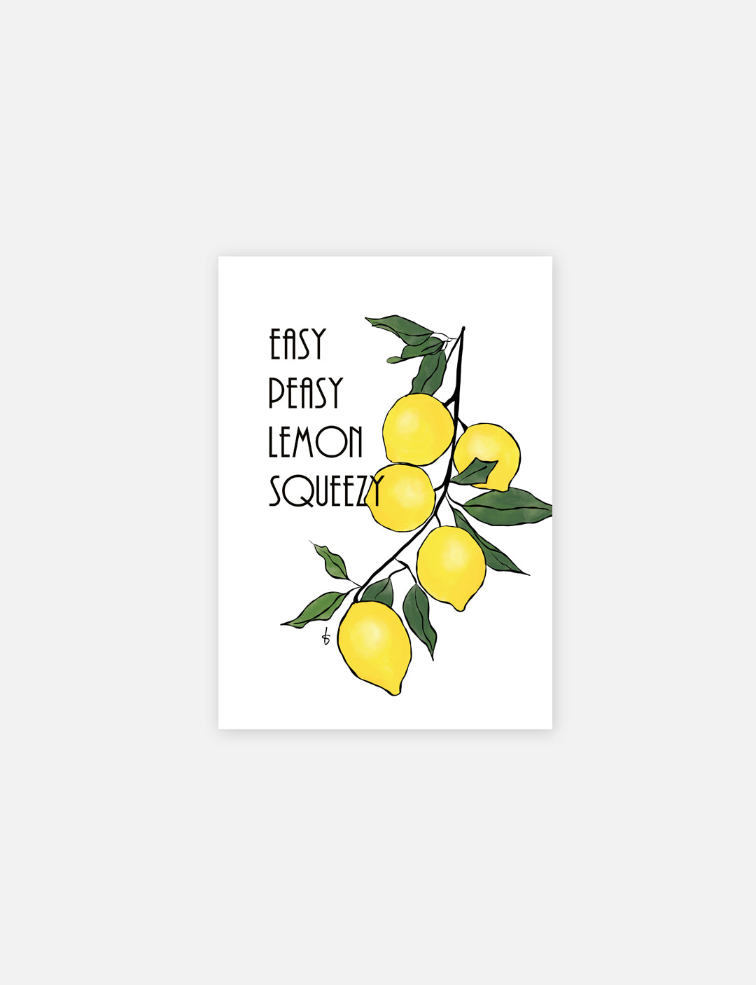Een poster keuken met zonnige handgetekende lemons, geprint op mooi Tintoretto Gesso papier. Leuke poster met quote om als poster keuken te gebruiken.