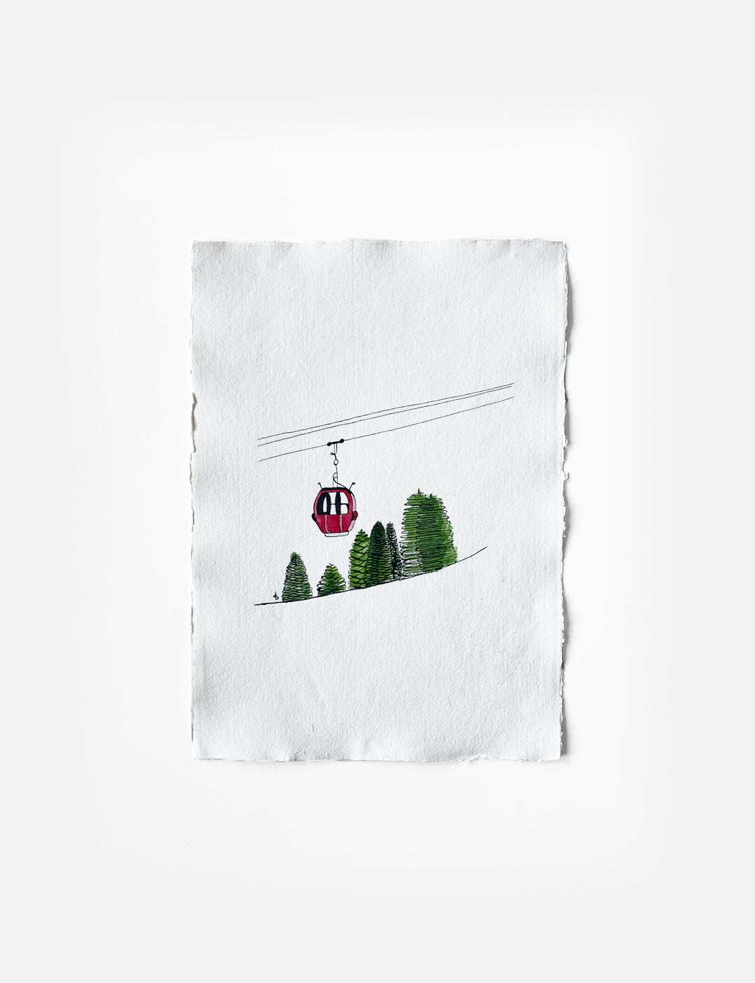 Unieke poster met kersttafereel. De poster heeft een handgemaakte inkttekening met aquarel op geschept A3 papier (exclusief lijst). Poster woonkamer. Poster kerst.