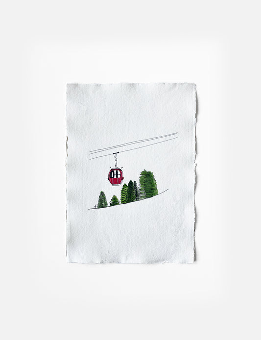 Unieke poster met kersttafereel. De poster heeft een handgemaakte inkttekening met aquarel op geschept A3 papier (exclusief lijst). Poster woonkamer. Poster kerst.