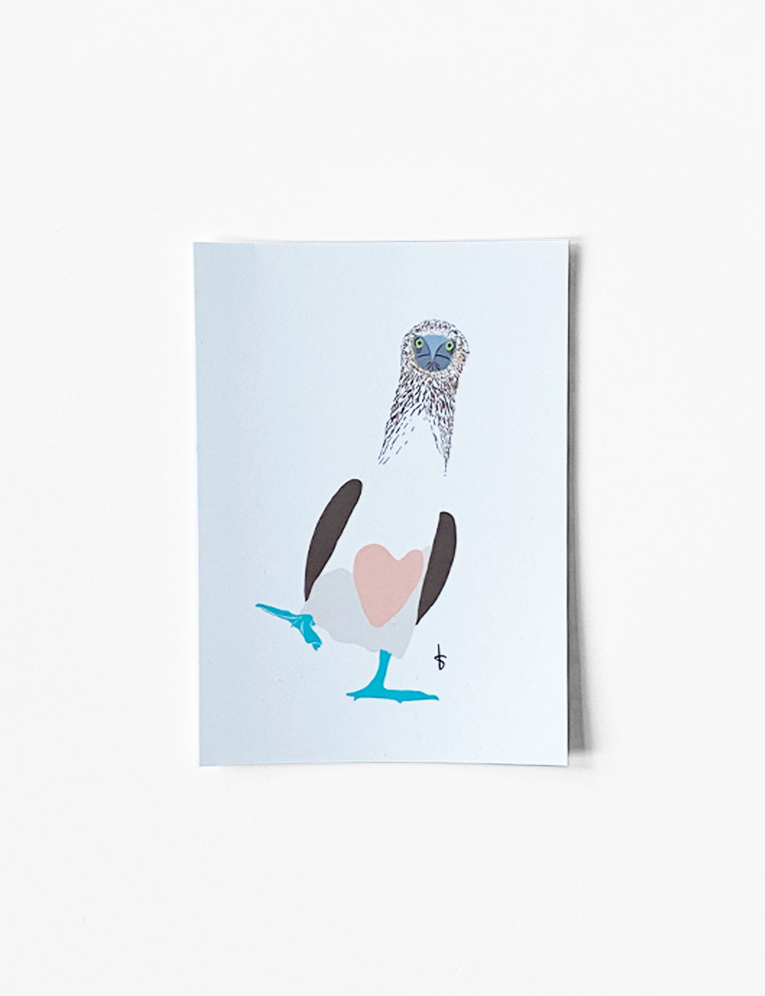 Dierenkaart met handgetekende bluefoot illustratie – A6 dieren kaart en kinder verjaardagskaart verkrijgbaar bij Studio Blits.