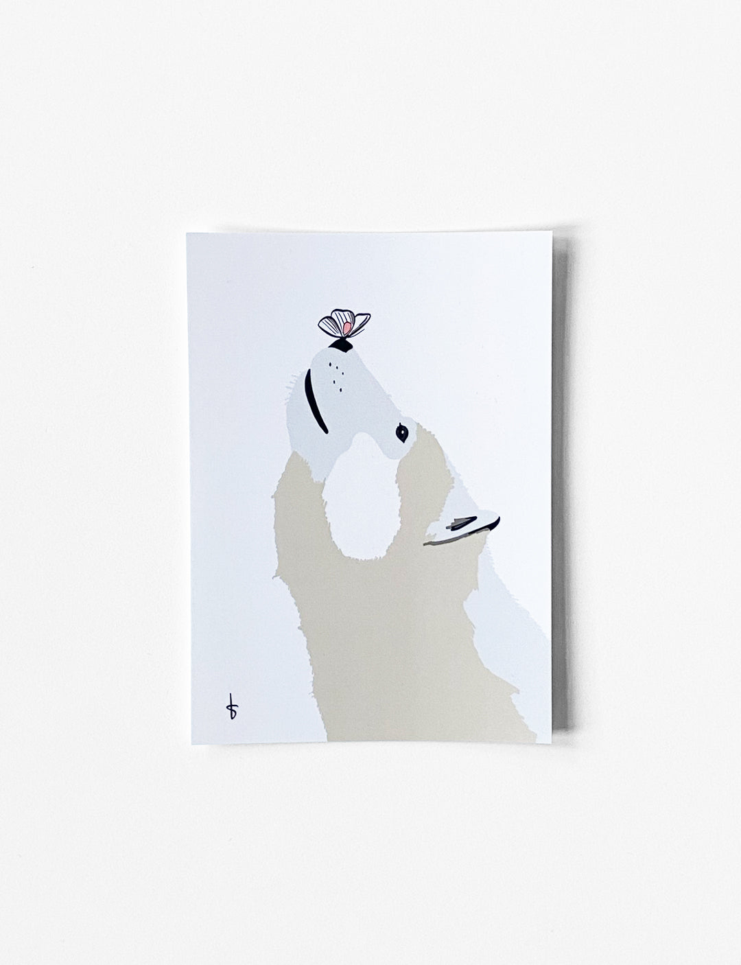 Dierenkaart met handgetekende ijsbeer illustratie – A6 dieren kaart met matte afwerking, perfect als kinder verjaardagskaart.