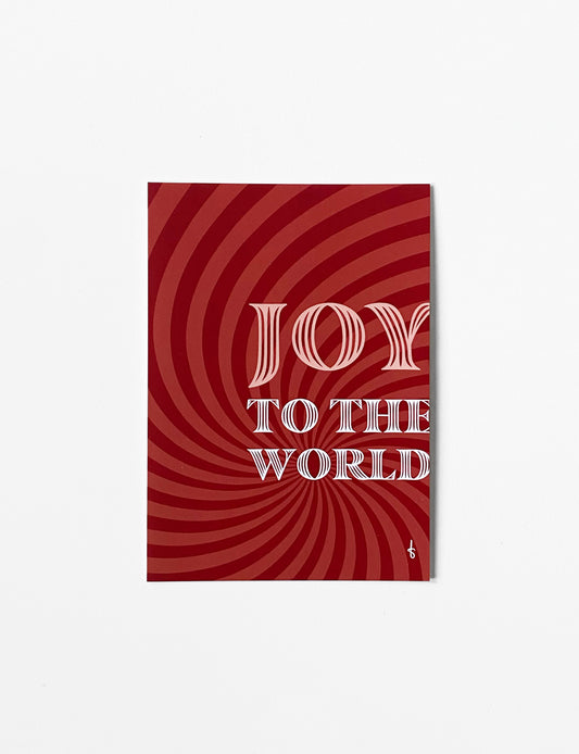 Ansichtkaart (A6) met quote Joy to the World en illustratie. Je kunt deze leuke kerstkaarten en andere leuke kerstkaarten kopen in onze webshop.