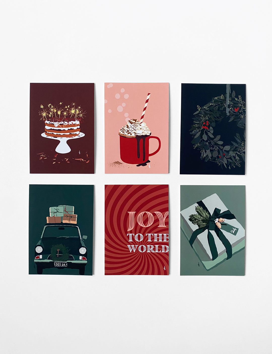 Kaartenset met leuke kerstkaarten in warme kerstkleuren. Je kunt deze leuke kerstkaarten en andere mooi kerstkaarten kopen in onze webshop.